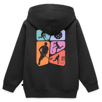 Unihockey Floorballspieler Kinder Floorball Jungen - Kinder Premium Organic Zip Hoodie - Schwarz - Hinten - AI Model Kid Male (0cm)