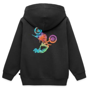 Dirt Biker Dirt Bike Fille Motocross Enfants Garçon - Sweat Premium à capuche zippé enfant bio - noir - Dos - AI Model Kid Male (0cm)