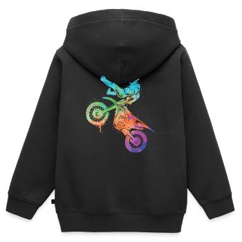 Dirt Biker Motorrad Mädchen Motocross Jungen - Kinder Premium Organic Zip Hoodie - Schwarz - Hinten - AI Model Kid Male (0cm)
