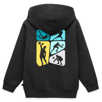 Joueurs de volley-ball Enfants Joueurs de volley-ball Garçons - Sweat Premium à capuche zippé enfant bio - noir - Dos - AI Model Kid Male (0cm)