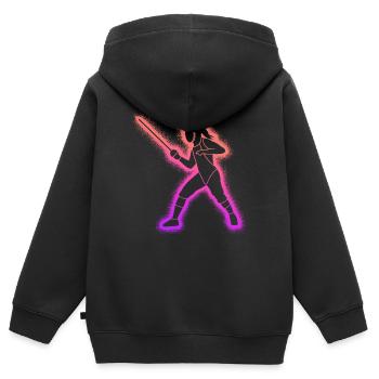 Fechter Fechtkunst Kinder Damen Mädchen Fechten - Kinder Premium Organic Zip Hoodie - Schwarz - Hinten - AI Model Kid Male (0cm)