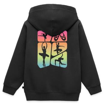 Ballerine Ballet Danseuse Dancing Ballet Femmes - Sweat Premium à capuche zippé enfant bio - noir - Dos - AI Model Kid Male (0cm)