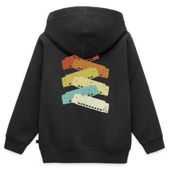 Retro Harmonist Harmonicist Mundharmonika - Kinder Premium Organic Zip Hoodie - Schwarz - Hinten - AI Model Kid Male (0cm)