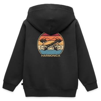 Retro Maulharfe Harmonist Harmonicist Mundharmonika - Kinder Premium Organic Zip Hoodie - Schwarz - Hinten - AI Model Kid Male (0cm)