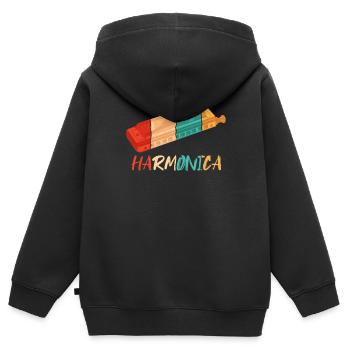 Retro Harmonist Harmonicist Mundharmonika - Kinder Premium Organic Zip Hoodie - Schwarz - Hinten - AI Model Kid Male (0cm)