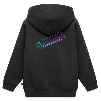 Maulharfe Harmonist Harmonicist Profi - Kinder Premium Organic Zip Hoodie - Schwarz - Hinten - AI Model Kid Male (0cm)