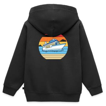 Retro Kreuzfahrtschiff Kreuzfahrt Besatzung Passagiere Kreuzfahrt - Kinder Premium Organic Zip Hoodie - Schwarz - Hinten - AI Model Kid Male (0cm)