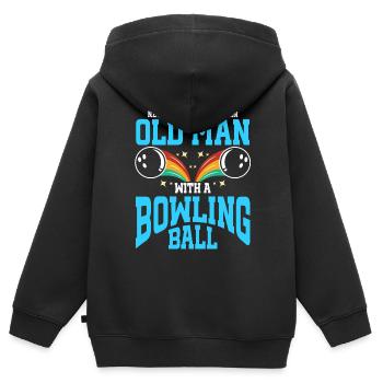 Bowling Ball Bowler - Kids Premium Organic Zip-up Hoodie - black - Back - AI Model Kid Male (0cm)