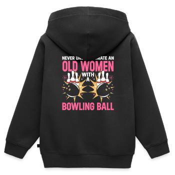Bowling Ball Bowler - Kids Premium Organic Zip-up Hoodie - black - Back - AI Model Kid Male (0cm)
