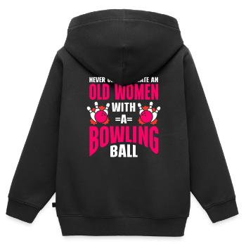 Boule de bowling Bowler - Sweat Premium à capuche zippé enfant bio - noir - Dos - AI Model Kid Male (0cm)