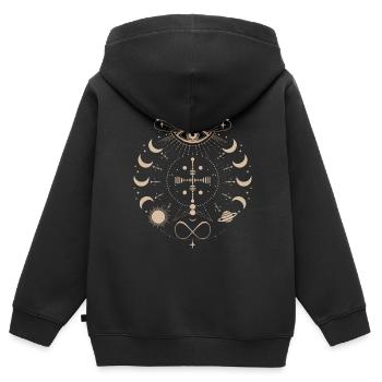 Kosmische Energie Lebensenergie Universelle Kraft - Kinder Premium Organic Zip Hoodie - Schwarz - Hinten - AI Model Kid Male (0cm)