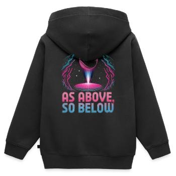 Kosmische Energie Lebensenergie Universelle Kraft - Kinder Premium Organic Zip Hoodie - Schwarz - Hinten - AI Model Kid Male (0cm)