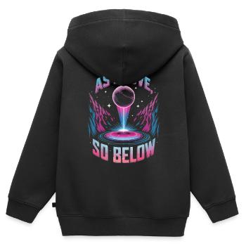 Kosmische Energie Lebensenergie Universelle Kraft - Kinder Premium Organic Zip Hoodie - Schwarz - Hinten - AI Model Kid Male (0cm)