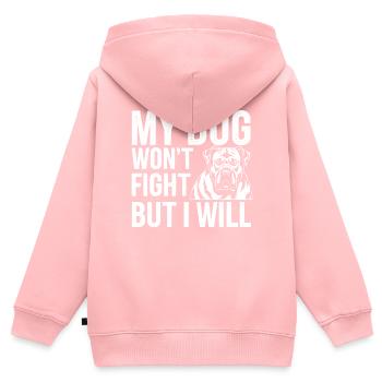 Anti Humain Pro Chien Amoureux Propriétaire Chiot Chiot Doggy - Sweat Premium à capuche zippé enfant bio - rose - Dos - AI Model Kid Female (0cm)