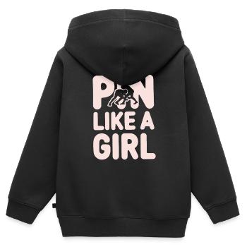 Filles Lutte Lutte Grappling Lutteuse Fille - Sweat Premium à capuche zippé enfant bio - noir - Dos - AI Model Kid Male (0cm)