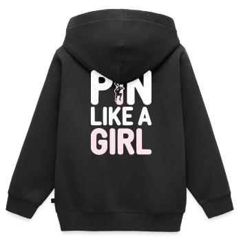 Filles Lutte Lutte Grappling Lutteuse Fille - Sweat Premium à capuche zippé enfant bio - noir - Dos - AI Model Kid Male (0cm)