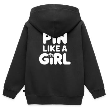 Filles Lutte Lutte Grappling Lutteuse Fille - Sweat Premium à capuche zippé enfant bio - noir - Dos - AI Model Kid Male (0cm)