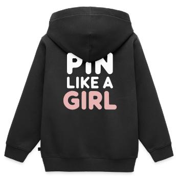 Filles Lutte Lutte Grappling Lutteuse Fille - Sweat Premium à capuche zippé enfant bio - noir - Dos - AI Model Kid Male (0cm)