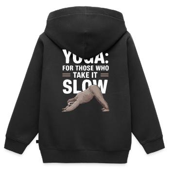 Lazy Sloth Yoga Zen Meditation Yoga Lehrer - Kinder Premium Organic Zip Hoodie - Schwarz - Hinten - AI Model Kid Male (0cm)