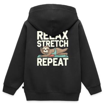 Lazy Sloth Yoga Zen Meditation Yoga Lehrer - Kinder Premium Organic Zip Hoodie - Schwarz - Hinten - AI Model Kid Male (0cm)