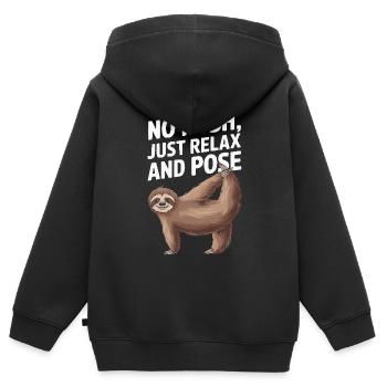 Lazy Sloth Yoga Zen Meditation Yoga Lehrer - Kinder Premium Organic Zip Hoodie - Schwarz - Hinten - AI Model Kid Male (0cm)