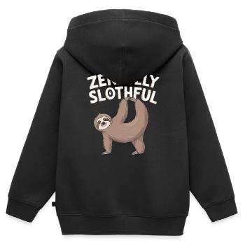 Lazy Sloth Yoga Zen Meditation Yoga Lehrer - Kinder Premium Organic Zip Hoodie - Schwarz - Hinten - AI Model Kid Male (0cm)