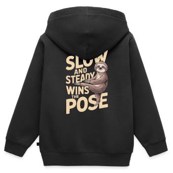 Lazy Sloth Yoga Zen Meditation Yoga Lehrer - Kinder Premium Organic Zip Hoodie - Schwarz - Hinten - AI Model Kid Male (0cm)