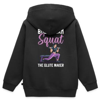Bulgarische Kniebeuge Übung Fitness Workout Fitnessstudio - Kinder Premium Organic Zip Hoodie - Schwarz - Hinten - AI Model Kid Male (0cm)