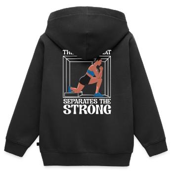 Bulgarische Kniebeuge Übung Fitness Workout Fitnessstudio - Kinder Premium Organic Zip Hoodie - Schwarz - Hinten - AI Model Kid Male (0cm)