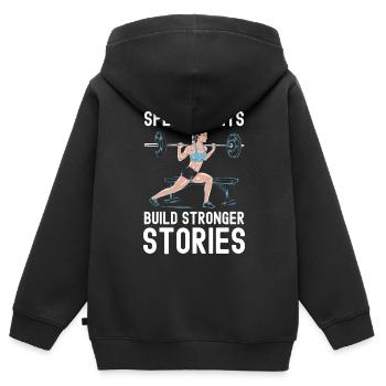 Bulgarische Kniebeuge Übung Fitness Workout Fitnessstudio - Kinder Premium Organic Zip Hoodie - Schwarz - Hinten - AI Model Kid Male (0cm)
