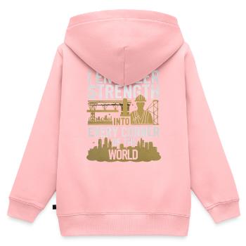Emploi d’ingénieur en structure Ingénierie des structures - Sweat Premium à capuche zippé enfant bio - rose - Dos - AI Model Kid Female (0cm)