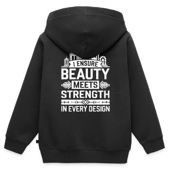Emploi d’ingénieur en structure Ingénierie des structures - Sweat Premium à capuche zippé enfant bio - noir - Dos - AI Model Kid Male (0cm)