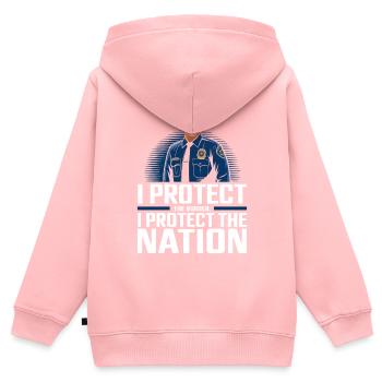 Emplois d’agent des douanes et de la protection des frontières dans les aéroports - Sweat Premium à capuche zippé enfant bio - rose - Dos - AI Model Kid Female (0cm)