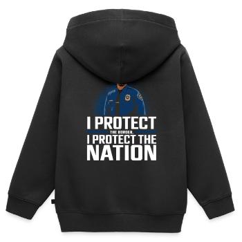 Emplois d’agent des douanes et de la protection des frontières dans les aéroports - Sweat Premium à capuche zippé enfant bio - noir - Dos - AI Model Kid Male (0cm)