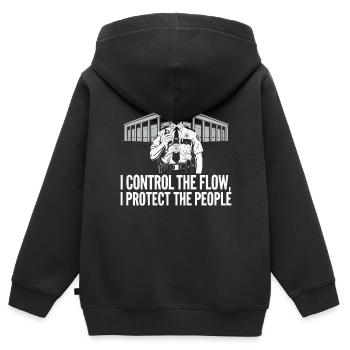 Emplois d’agent des douanes et de la protection des frontières dans les aéroports - Sweat Premium à capuche zippé enfant bio - noir - Dos - AI Model Kid Male (0cm)
