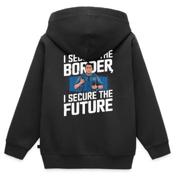 Emplois d’agent des douanes et de la protection des frontières dans les aéroports - Sweat Premium à capuche zippé enfant bio - noir - Dos - AI Model Kid Male (0cm)