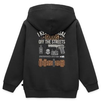 Emplois d’agent des douanes et de la protection des frontières dans les aéroports - Sweat Premium à capuche zippé enfant bio - noir - Dos - AI Model Kid Male (0cm)