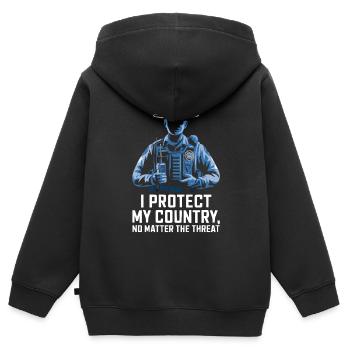 Emplois d’agent des douanes et de la protection des frontières dans les aéroports - Sweat Premium à capuche zippé enfant bio - noir - Dos - AI Model Kid Male (0cm)