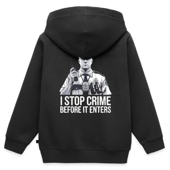 Emplois d’agent des douanes et de la protection des frontières dans les aéroports - Sweat Premium à capuche zippé enfant bio - noir - Dos - AI Model Kid Male (0cm)