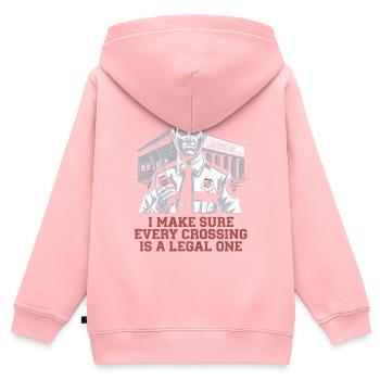 Emplois d’agent des douanes et de la protection des frontières dans les aéroports - Sweat Premium à capuche zippé enfant bio - rose - Dos - AI Model Kid Female (0cm)