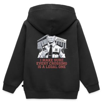 Emplois d’agent des douanes et de la protection des frontières dans les aéroports - Sweat Premium à capuche zippé enfant bio - noir - Dos - AI Model Kid Male (0cm)