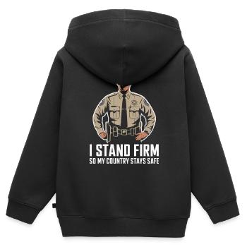Emplois d’agent des douanes et de la protection des frontières dans les aéroports - Sweat Premium à capuche zippé enfant bio - noir - Dos - AI Model Kid Male (0cm)