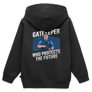 Emplois d’agent des douanes et de la protection des frontières dans les aéroports - Sweat Premium à capuche zippé enfant bio - noir - Dos - AI Model Kid Male (0cm)