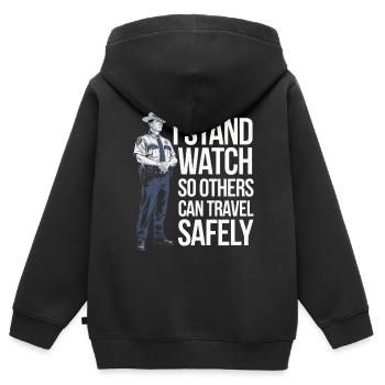 Emplois d’agent des douanes et de la protection des frontières dans les aéroports - Sweat Premium à capuche zippé enfant bio - noir - Dos - AI Model Kid Male (0cm)