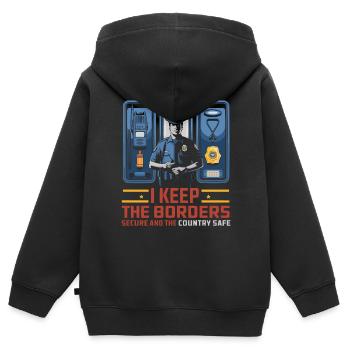Emplois d’agent des douanes et de la protection des frontières dans les aéroports - Sweat Premium à capuche zippé enfant bio - noir - Dos - AI Model Kid Male (0cm)