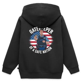 Emplois d’agent des douanes et de la protection des frontières dans les aéroports - Sweat Premium à capuche zippé enfant bio - noir - Dos - AI Model Kid Male (0cm)