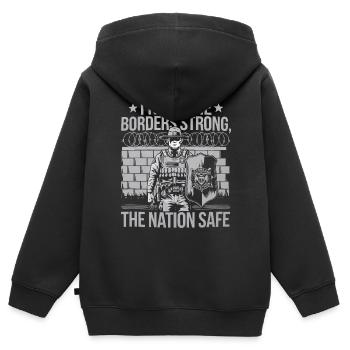 Emplois d’agent des douanes et de la protection des frontières dans les aéroports - Sweat Premium à capuche zippé enfant bio - noir - Dos - AI Model Kid Male (0cm)