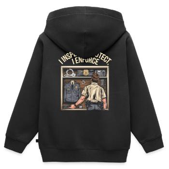 Emplois d’agent des douanes et de la protection des frontières dans les aéroports - Sweat Premium à capuche zippé enfant bio - noir - Dos - AI Model Kid Male (0cm)