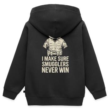 Emplois d’agent des douanes et de la protection des frontières dans les aéroports - Sweat Premium à capuche zippé enfant bio - noir - Dos - AI Model Kid Male (0cm)