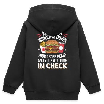 Drive Thru Operator Beruf Fast Food - Kinder Premium Organic Zip Hoodie - Schwarz - Hinten - AI Model Kid Male (0cm)
